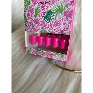 Red Aspen Nail Dashes- Poolside With Tiahna (short, square hot pink nails)